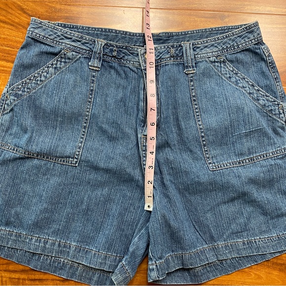 Vintage 1775 Women Medium Blue High Waist Relaxed 100% Cotton Jean Short Size 14 - Picture 15 of 16